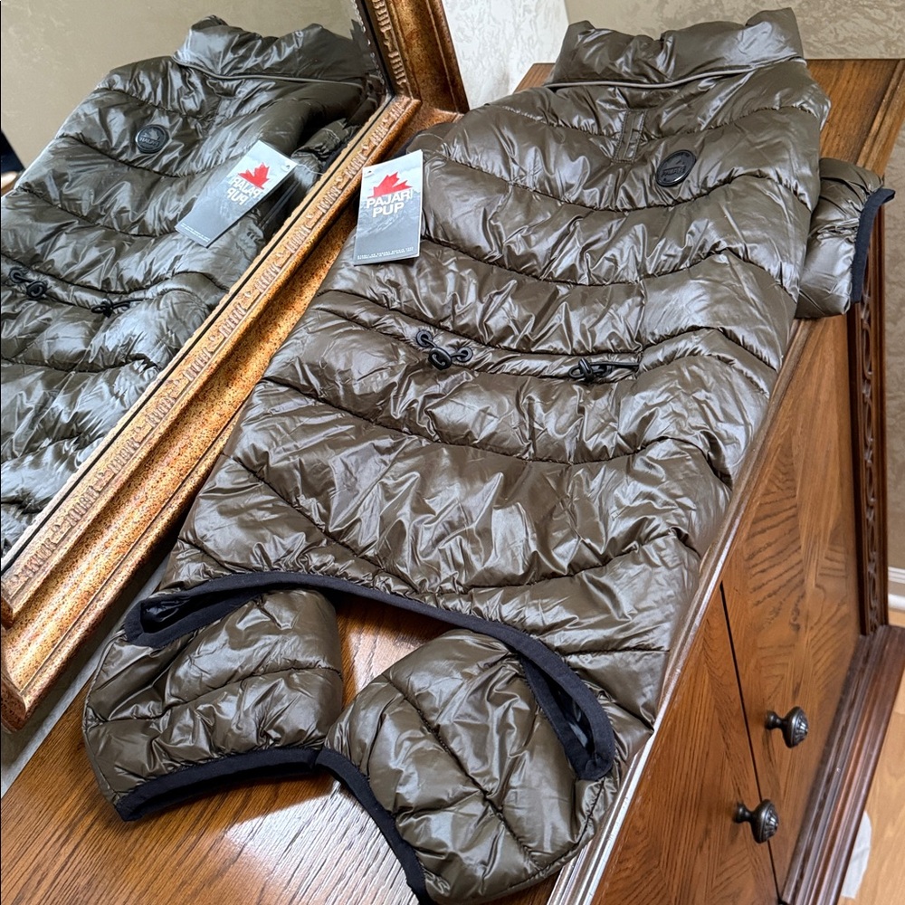 Pajar Pup Vinnie Military Green Puffer Dog Jacket with legs/arms. Size XL.